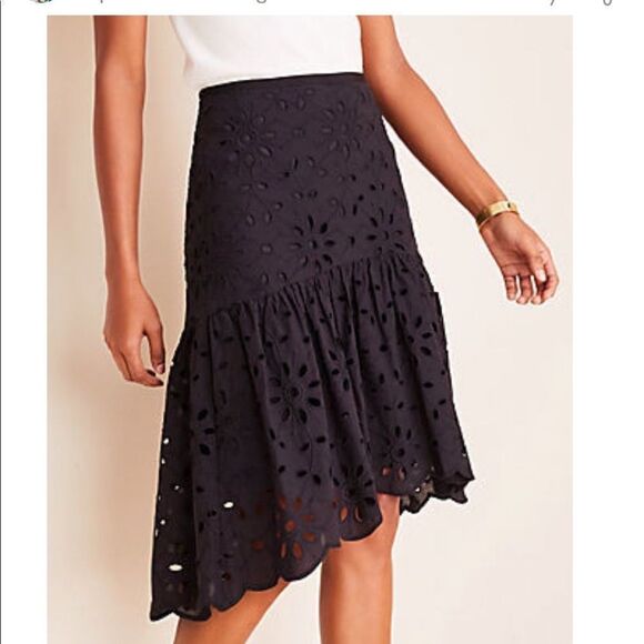 ANN TAYLOR Floral Eyelet Flounce Skirt - Picture 1 of 4
